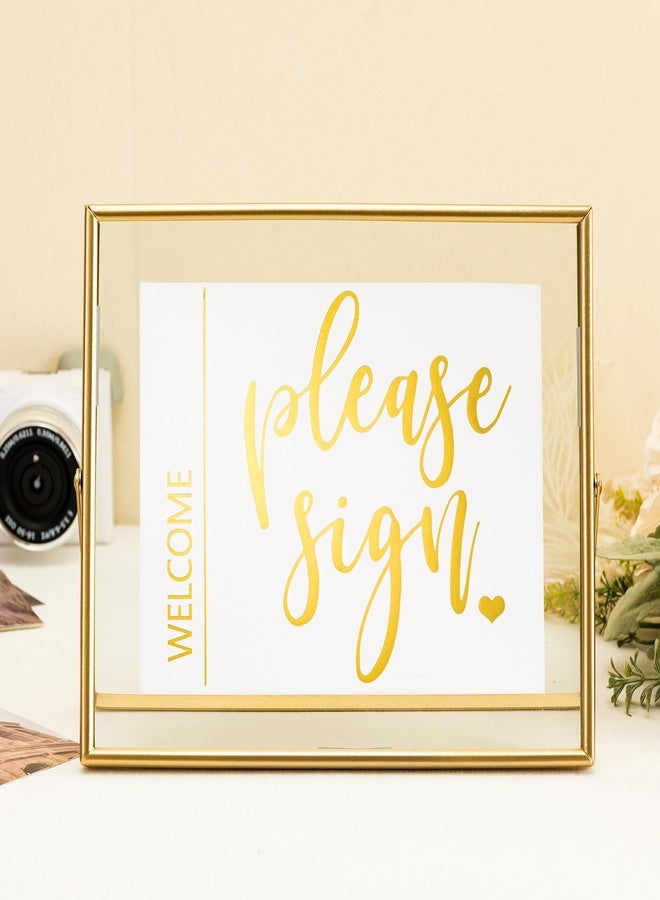 Calculs Welcome Guestbook Signage Décor Gold Floating Picture Frame Party Entry Registry In Decorative Sign Table Top Wedding Inspo Gift 10x8 Inches - Image 5