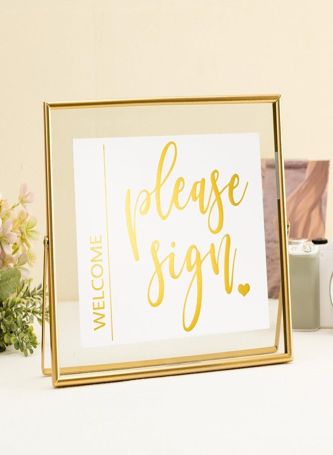 Calculs Welcome Guestbook Signage Décor Gold Floating Picture Frame Party Entry Registry In Decorative Sign Table Top Wedding Inspo Gift 10x8 Inches - Image 3