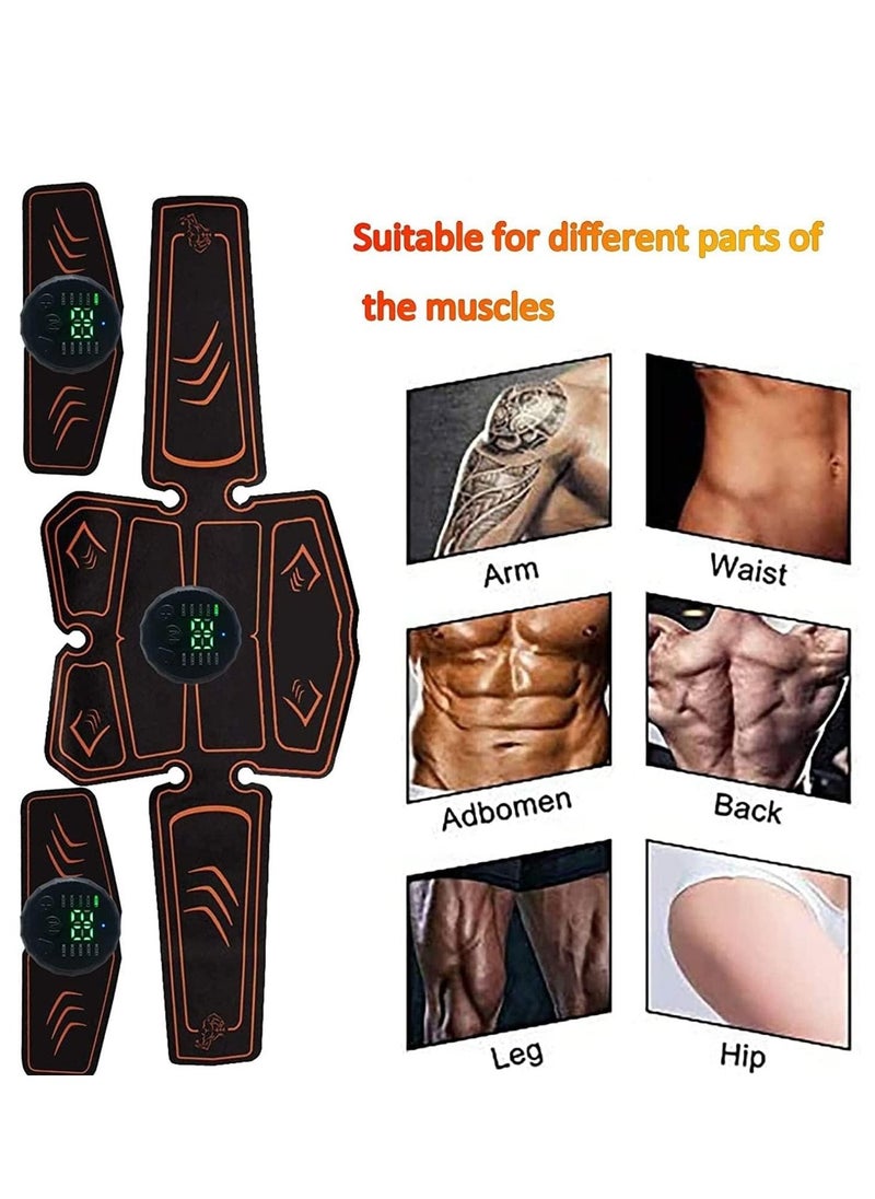 SYOSI - جهاز تحفيز العضلات ABS Trainer، جهاز تحفيز العضلات EMS، جهاز تحفيز عضلات البطن للرجال والنساء، جهاز تمارين اللياقة البدنية للمكتب المنزلي، 8 وسادات جل بديلة للبطن والذراع والساق، 10 أوضاع، 20 مستوى - Image 1