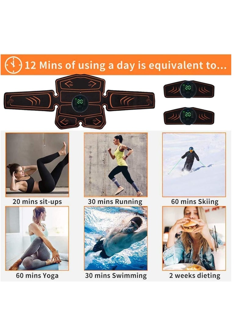 SYOSI - جهاز تحفيز العضلات ABS Trainer، جهاز تحفيز العضلات EMS، جهاز تحفيز عضلات البطن للرجال والنساء، جهاز تمارين اللياقة البدنية للمكتب المنزلي، 8 وسادات جل بديلة للبطن والذراع والساق، 10 أوضاع، 20 مستوى - Image 1
