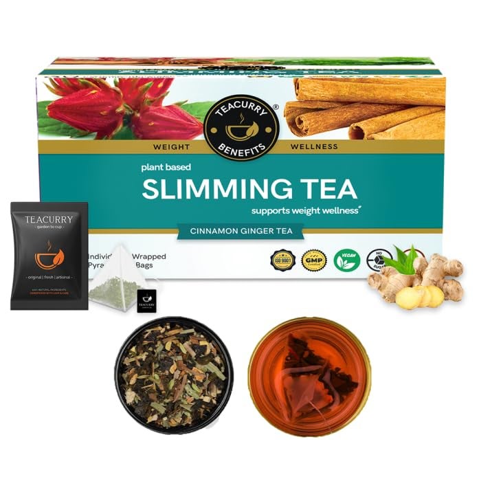 TEACURRY Slimming Tea For Weight Management (30 Tea Bags, 1 Month Pack) - Manage Over All Weight | Get Slimmer And Toned Body Shape | For Men And Women, Ginger, 60 Gram - Image 1