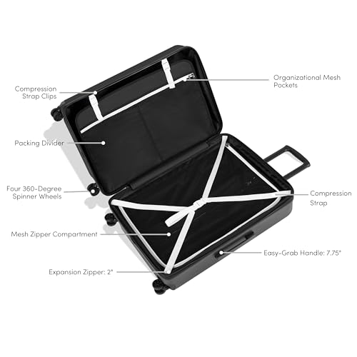 Sherpani Meridian, 22 Inch Carry On Luggage Airline Approved, Rolling Hardside Suitcase 22x14x9, Travel Luggage for Women, Expandable Suitcase, Travel Gift (Black) - Image 5