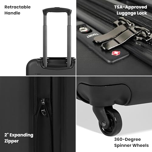 Sherpani Meridian, 22 Inch Carry On Luggage Airline Approved, Rolling Hardside Suitcase 22x14x9, Travel Luggage for Women, Expandable Suitcase, Travel Gift (Black) - Image 2