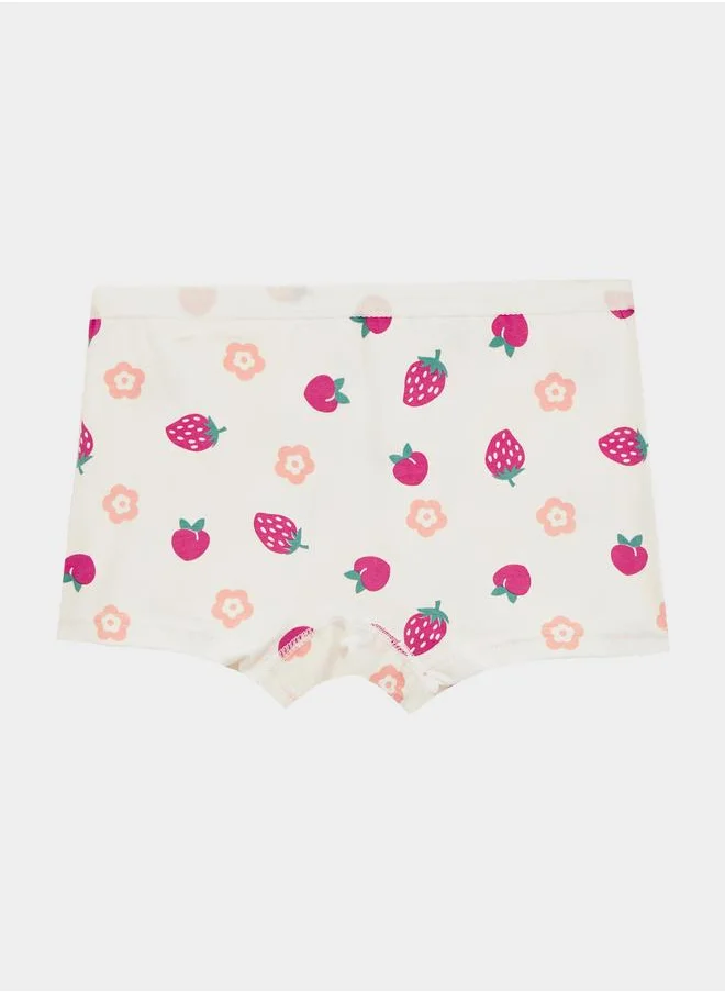ستايلي Styli Girls Pack of 4 - Printed Briefs with Elastic Waistband