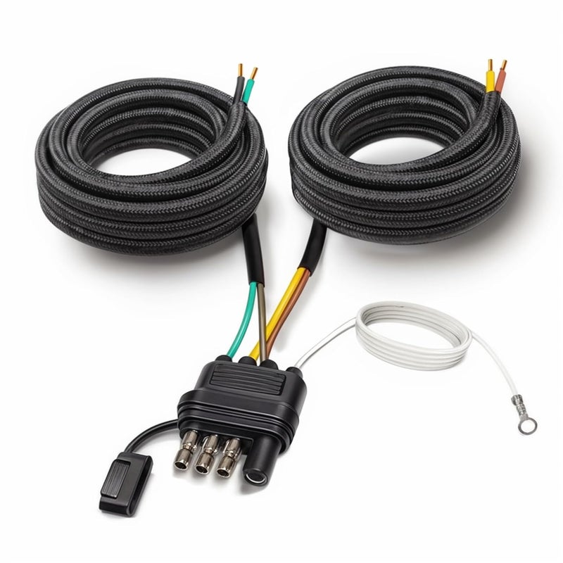 WALSIO 4 Pin 5 Wire Trailer Wiring Harness, 22FT Trailer Wiring Harness Kit, Boat Trailer Wiring Harness, 5 Wire 4 Pin Flat Trailer Connector, for Connection of Tail Lights, Brake Lights and Turn Signals - Image 1