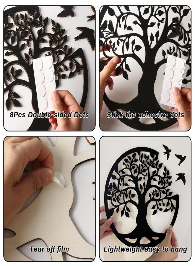 Focal20 Tree of Life Wall Art Wooden Tree Life Wall Decor with Three Birds 12 Inch Round Family Tree Life Wall Hanging Plaque for Bedroom Living Room Kitchen Office Farmhouse Decor Indoor Outdoor (Round Tree - Image 3
