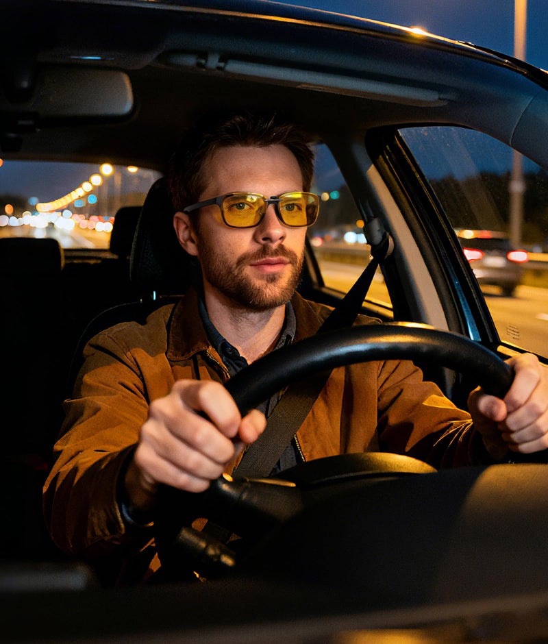 CAXMAN Night Driving Glasses Clip On Night Vision Glasses for Prescription Frames Men and Women HD Polarized Anti Glare Yellow Tinted Lens Compact Fit 59 * 42mm - Image 1