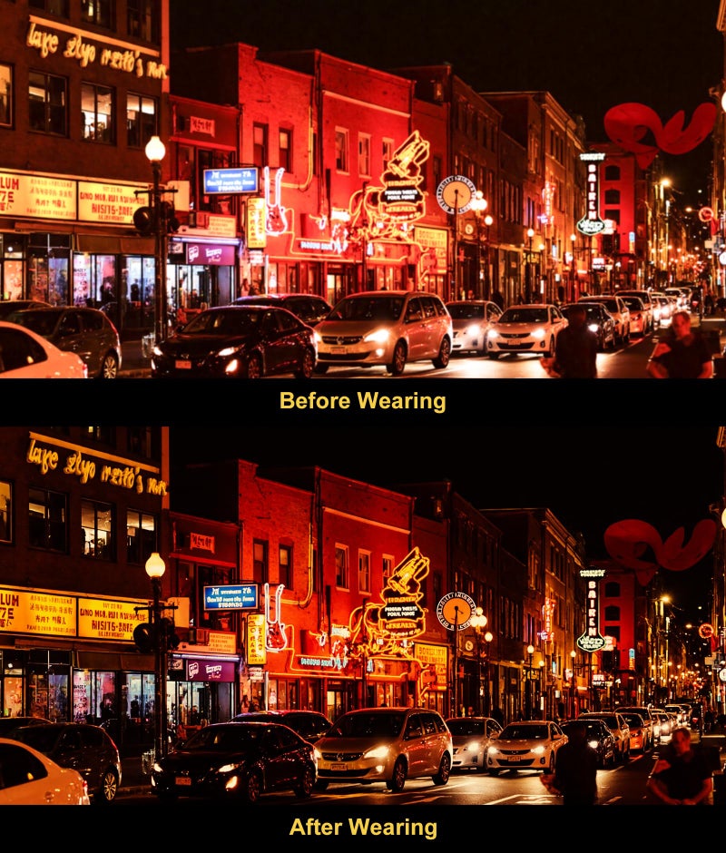 CAXMAN Night Driving Glasses Clip On Night Vision Glasses for Prescription Frames Men and Women HD Polarized Anti Glare Yellow Tinted Lens Compact Fit 59 * 42mm - Image 4