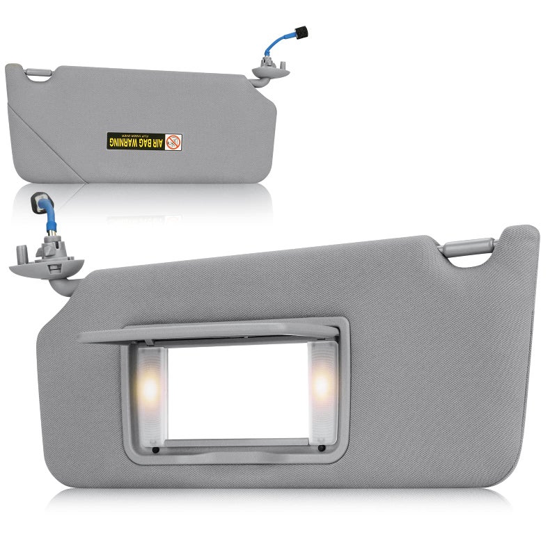 Left Driver Side Sun Visor with Vanity Light Fit for Honda Accord 2008-2017, Replace for 83280TA0A91ZB, Gray