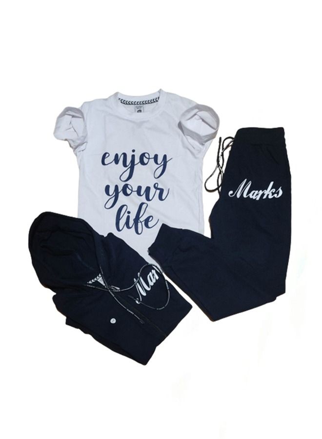Pyjama Set and Outer Wear 3 Pieces - Dark Blue - Image 2