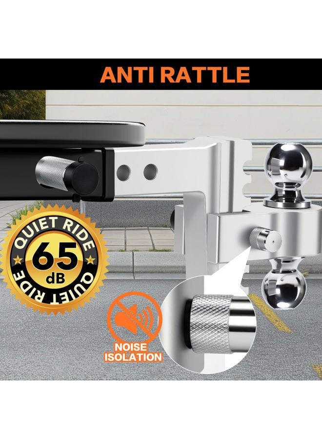 GAFONAXDRI Aircraft Aluminum Adjustable Trailer Hitch for 2 Inch Receiver, Tow Dual Ball 2'' & 2-5/16'' Towing Weight 12,500 LBS, 6'' Drop/Rise, Lightweight/Anti Rust Anti Rattle, Bulletproof Lock Pin - Image 2