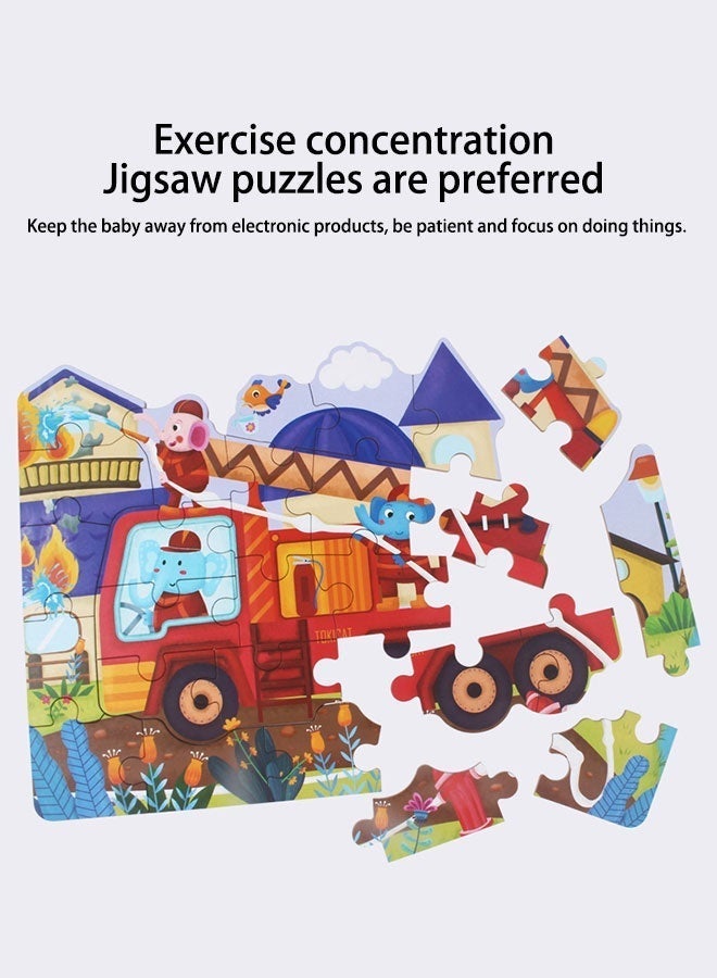 جساي تويز مجموعة ألغاز نمو بموضوع المواصلات 4 في 1 (12-38 قطعة متدرجة) | بنظام تلميحات الأرقام، لعبة تعليمية للأطفال - Image 2