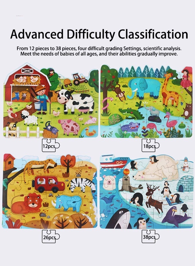 جساي تويز مجموعة ألغاز نمو بموضوع المواصلات 4 في 1 (12-38 قطعة متدرجة) | بنظام تلميحات الأرقام، لعبة تعليمية للأطفال - Image 5