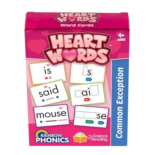 Junior Learning Rainbow Phonics Heart Words 93 Word Cards Flash Cards Use Visual Clues to Learn Core Words Level Based Cards Kids Ages 4 - Image 1