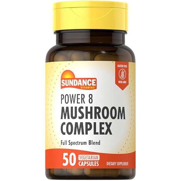 Sundance Mushroom Supplement Capsules Complex | with Lions Mane | Full Spectrum Blend of Power 8 Mushrooms | Vegetarian, Non-GMO, & Gluten Free - Image 1