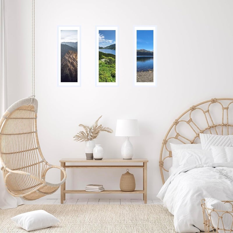 JCJMY 9x27 Picture Frame with 8x24 Mat, Display Photo 8x24 with Mat or 9 x 27 Without Mat, Wall Hanging Large 9 by 27 Poster Frame with Plexiglass, White - Image 5