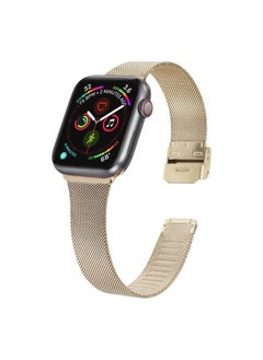 Replacement Strap For Apple Watch Series 9&8&7 41mm / SE 3&SE 2&6&SE&5&4 40mm / 3&2&1 38mm Milanese Stainless Steel Watch Band Vintage Gold