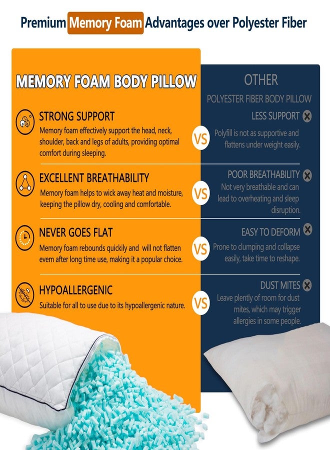 1 MIDDLE ONE Body Pillow, Cooling Memory Foam Body Pillows for Adults Sleeping, Long Pillow for Bed, Big Large Firm Full Body Pillow for Side Sleeper, 20x54 Inch, White - Image 3