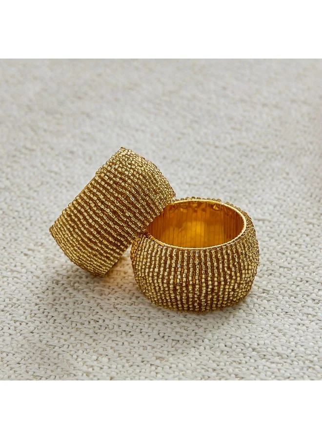 Home Box Blaze 4-Piece Beaded Napkin Rings Set 5 X 5 Cm