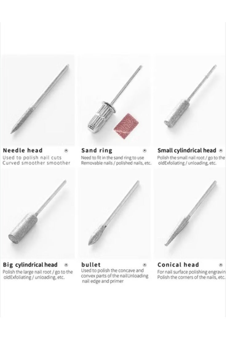 Nail Drill Electric File: Professional for Acrylic Gel Dip Powder Nails Portable Nail Drill Machine Kit for Manicure Pedicure Nail Set with Everything Rechargeable Lightweight - Image 4