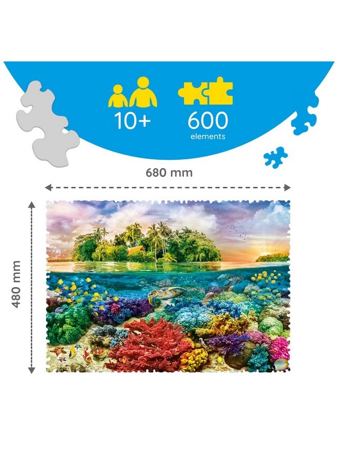 تريفل لعبة تركيب الصور المقطوعة المكونة من 600 قطعة من Tropical Island بأشكال مجنونة مطبوعة، لعبة تركيب الصور المقطوعة بنفسك، متعة إبداعية، لعبة تركيب الصور المقطوعة الكلاسيكية للبالغين والأطفال من سن 10 سنوات - Image 5