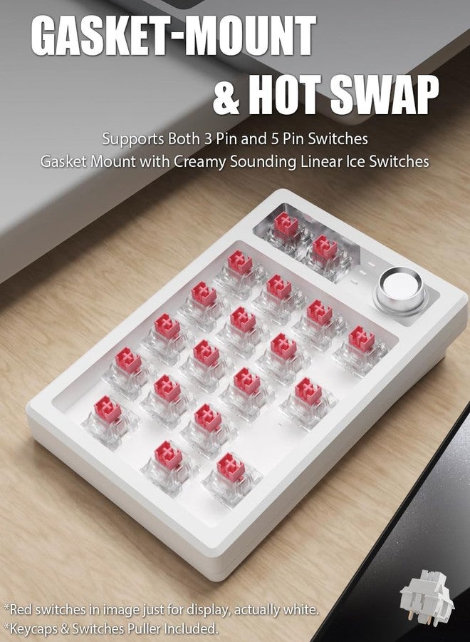 TISHLED Gasket Creamy Mechanical Numpad Programmable Macro Keypad Wireless 2.4G/Bluetooth 5.0/Wired USB-C RGB Backlit Hot Swappable Number Pad Rechargeable Numeric Keyboard Metal Knob, Botanic Garden - Image 3