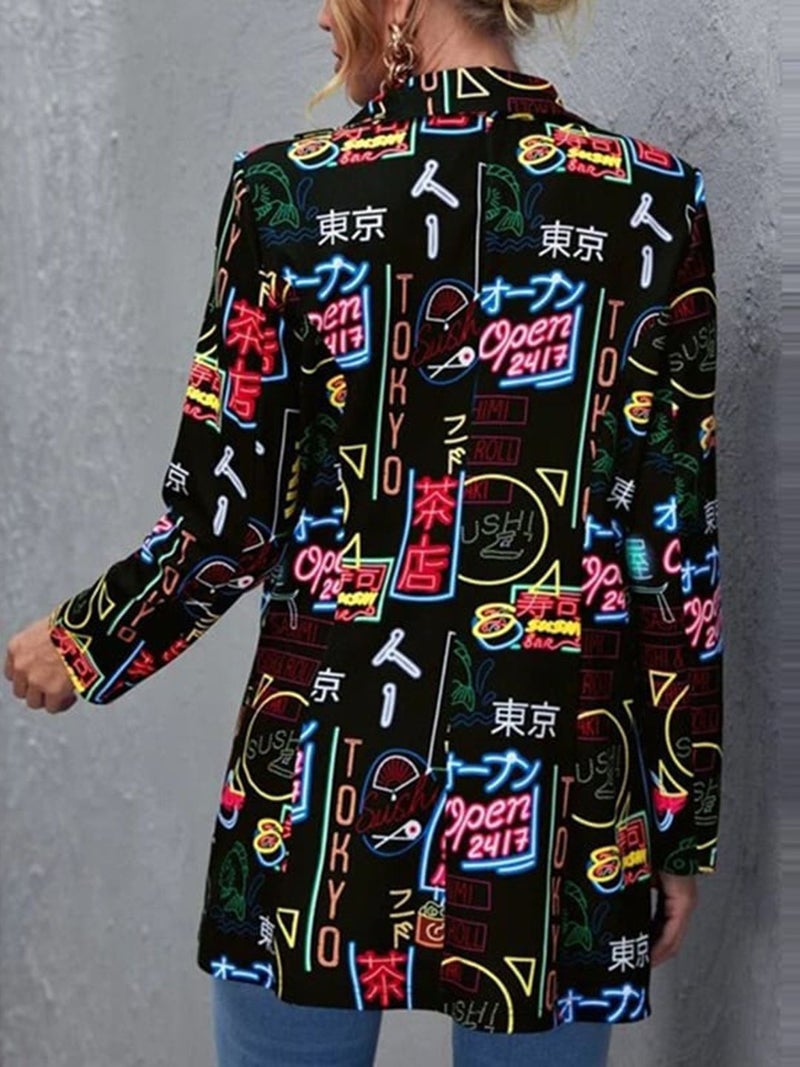 YUNIQEE Black Printed Blazer - Image 2