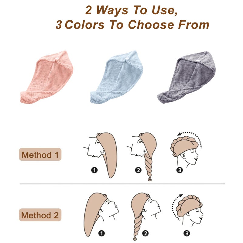 Kldnkig Microfiber Hair Towel for Women: Ideal Christmas Stocking Stuffer for Women, Teen Girls, and Children 3 Pack Drying Wrap Towels Designed for Curly Hair, Anti-Frizz Hair Care Accessory - Image 5