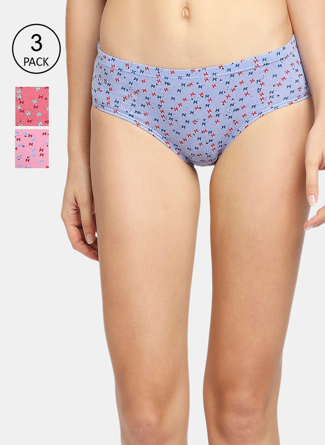 Red Rose RedRose Women Pack Of 3 Assorted Printed Hipster Briefs - Image 1