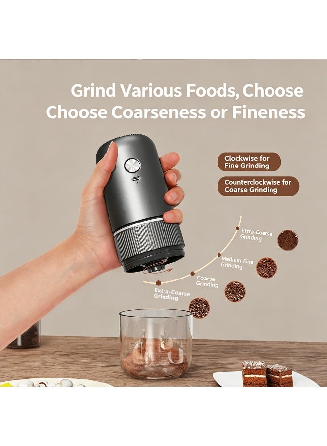 Rechargeable Electric Coffee Grinder with Adjustable Grind Settings, Portable USB-C Coffee Bean Grinder with Transparent Chamber for Home Office Travel - Image 4