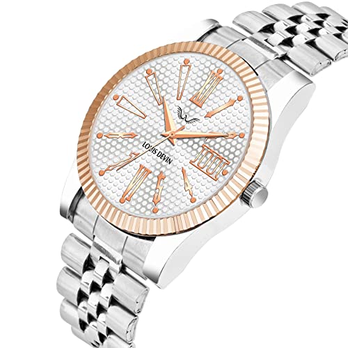 LOUIS DEVIN Stainless Steel Chain Analog Wrist Watch for Men (Silver Dial) | LD-CP059-SLV - Image 2