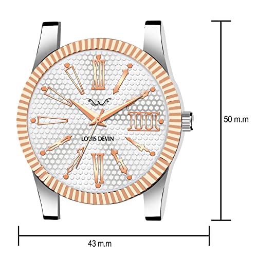LOUIS DEVIN Stainless Steel Chain Analog Wrist Watch for Men (Silver Dial) | LD-CP059-SLV - Image 4