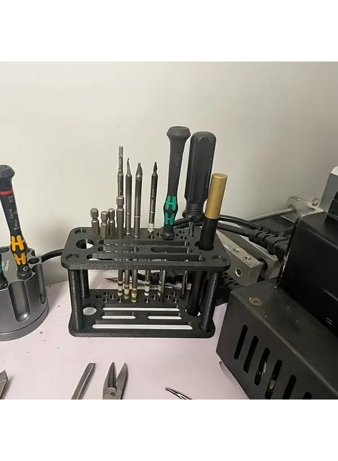 Black 24 Hole Tool Organizer Rack for Model Building Screwdriver Storage - Image 1
