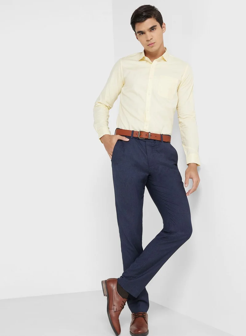 Robert Wood Pure Cotton Formal Shirt With Full Sleeve & Semi Cutaway Collar