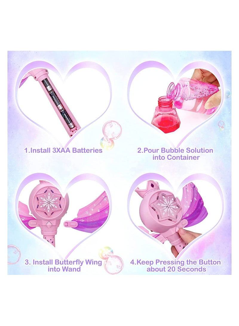 SYOSI Bubble Machine for Kids Princess Bubble Wands with Detachable Wings 1000+ Bubbles/Minute Light Up Musical Bubbles Blow Maker Outdoor Princess Wand Automatic  Fairy Bubble Wand - Image 5