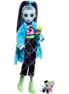 MONSTER HIGH Doll Frankie Stein Creepover Party Set With Pet Dog Watzie Sleepover Clothes And Accessories  - Image 1