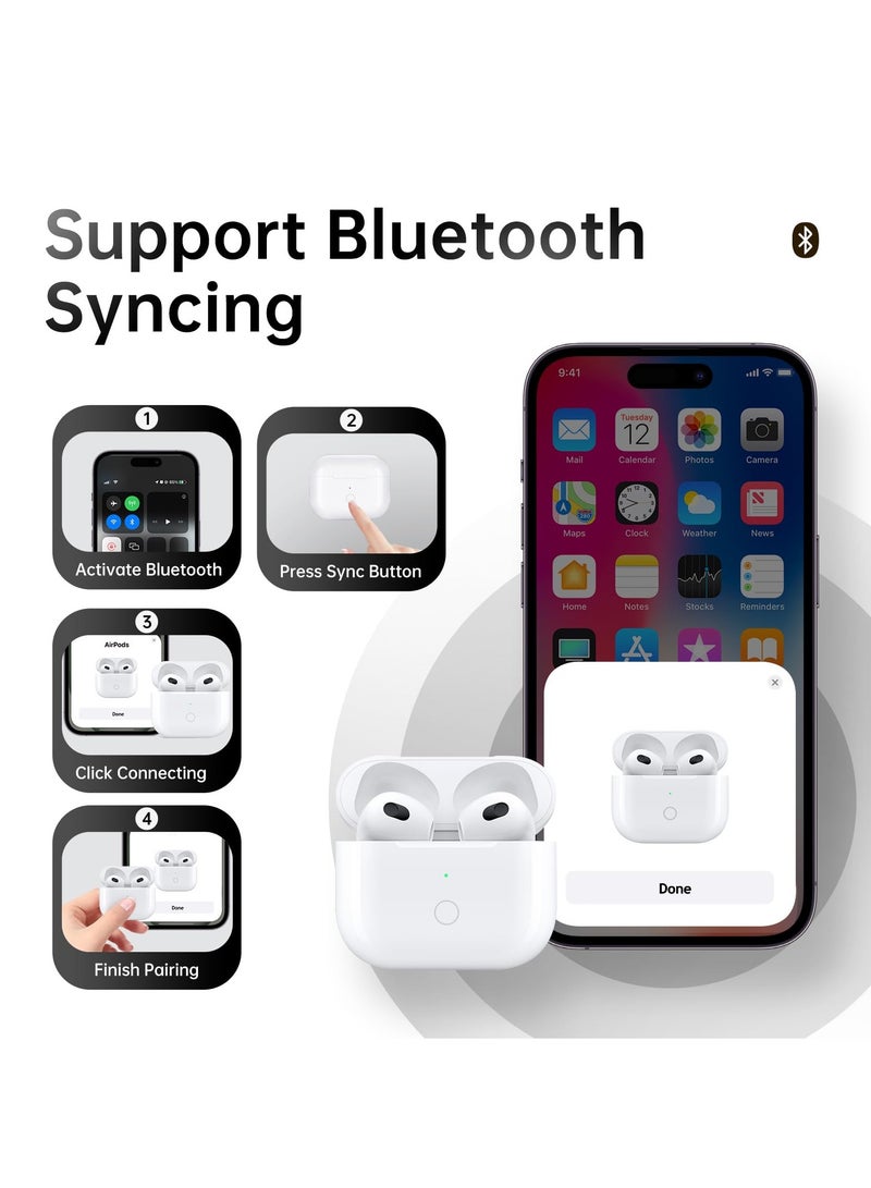 حافظة شحن لاسلكية لسماعات AirPods الجيل الثالث، حافظة شحن بديلة بمنفذ Lightning، وبطارية مدمجة بقوة 620 مللي أمبير في الساعة وزر مزامنة الاقتران عبر البلوتوث - Image 5