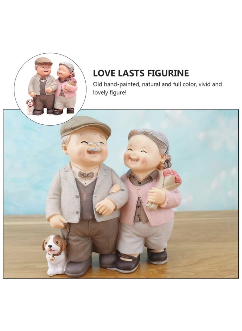 عام تمثال ثنائي مسن رائع، تمثال ثنائي مسن من الراتنج، تمثال مصغر لزوجين في عيد الحب، تزيين للمنزل وحفلات الزفاف - Image 2