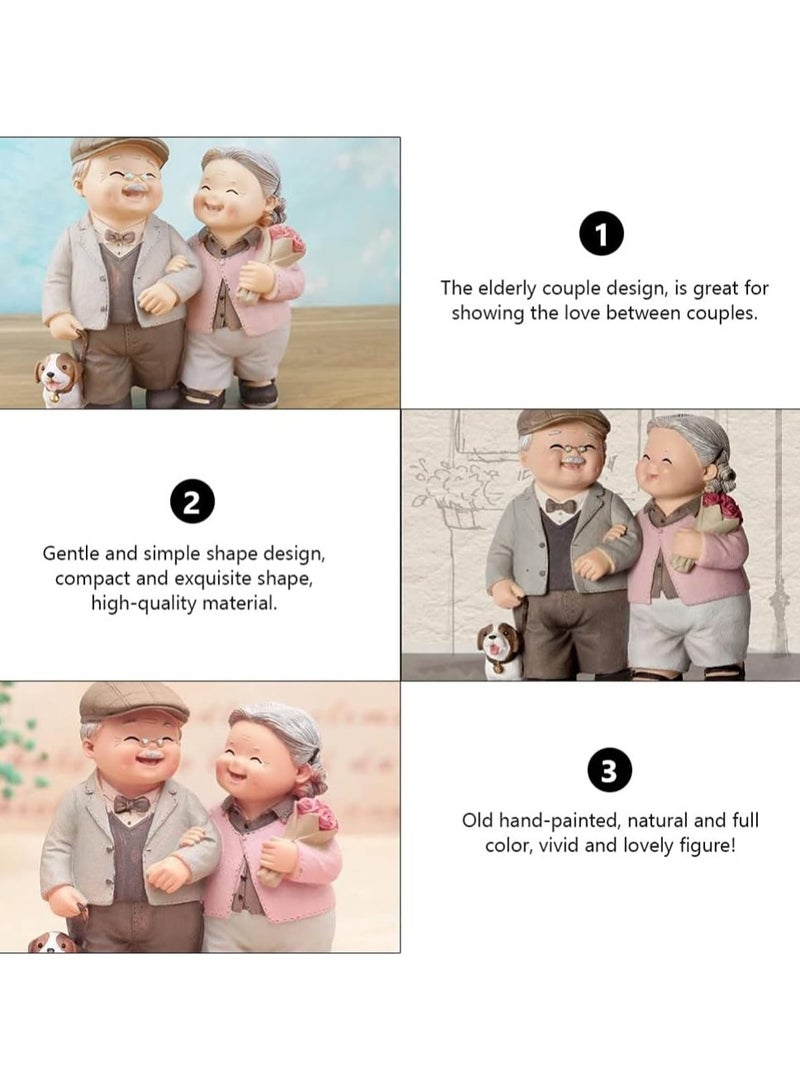 عام تمثال ثنائي مسن رائع، تمثال ثنائي مسن من الراتنج، تمثال مصغر لزوجين في عيد الحب، تزيين للمنزل وحفلات الزفاف - Image 3