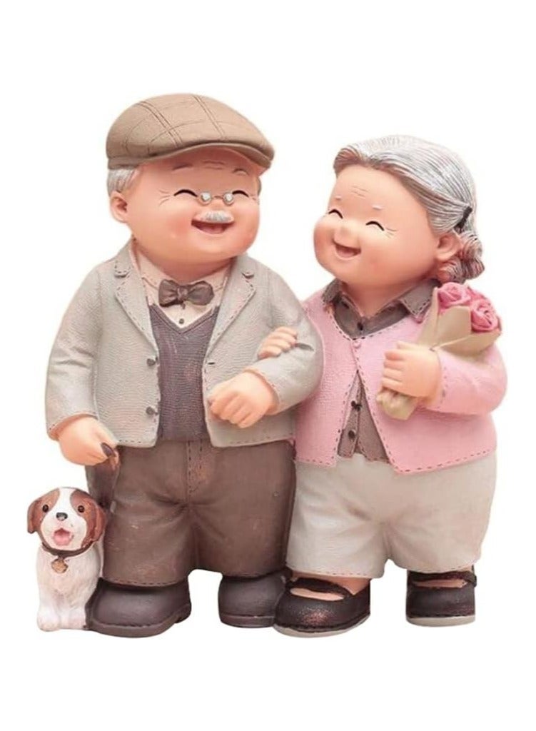 عام تمثال ثنائي مسن رائع، تمثال ثنائي مسن من الراتنج، تمثال مصغر لزوجين في عيد الحب، تزيين للمنزل وحفلات الزفاف - Image 1