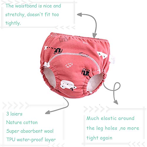 U0U Baby Girls'4 Pack Cotton Training Pants Toddler Potty Training Underwear for Boys and Girls Pink 3T - Image 5
