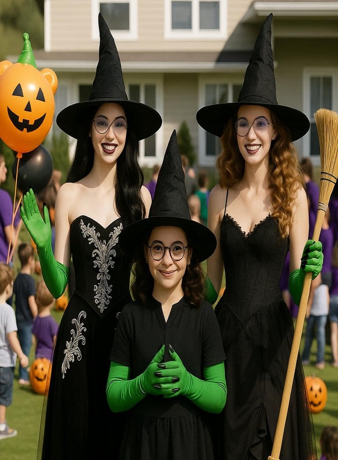 playneeu Halloween Witch Costume Set - Elphaba Cosplay Kit, Black and Green, Standard - Image 5