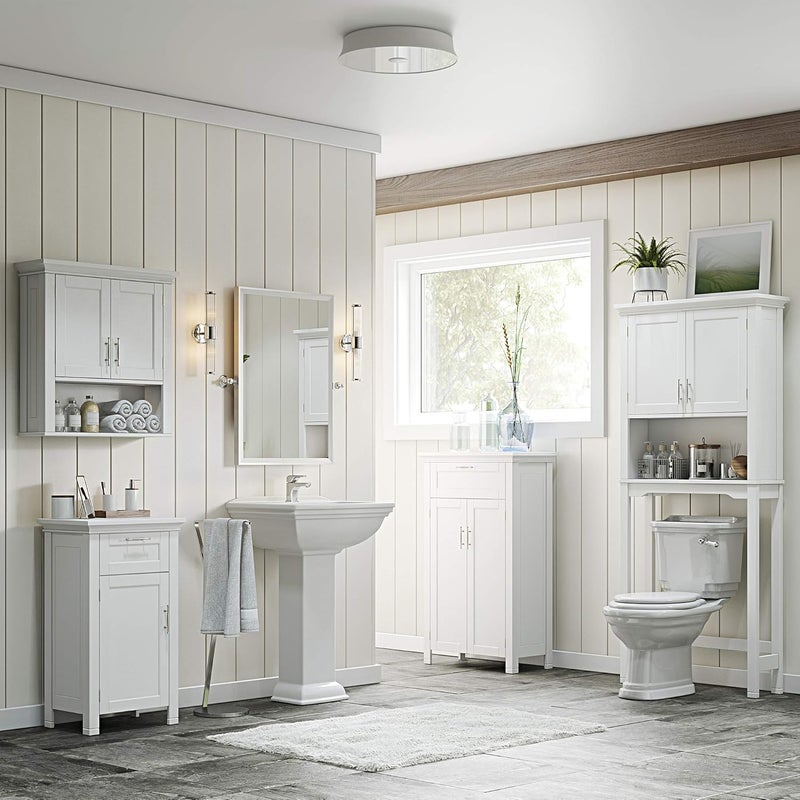 RiverRidge Somerset Two-Door Bathroom and Laundry Wall Mount Storage Medicine Cabinet with Open and Adjustable Shelf - White - Image 4