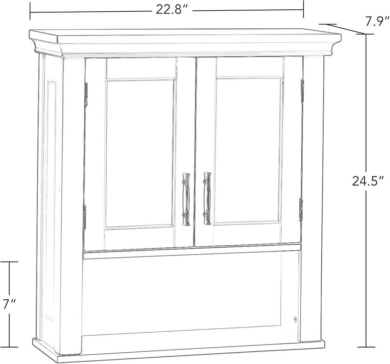 RiverRidge Somerset Two-Door Bathroom and Laundry Wall Mount Storage Medicine Cabinet with Open and Adjustable Shelf - White - Image 3