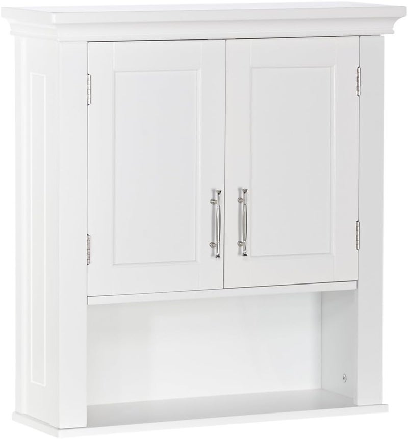 RiverRidge Somerset Two-Door Bathroom and Laundry Wall Mount Storage Medicine Cabinet with Open and Adjustable Shelf - White - Image 1