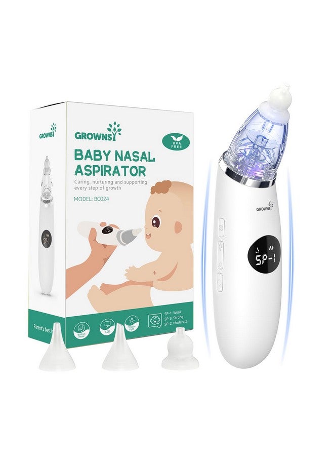 GROWNSY GROWNSY Nasal Aspirator for Baby | Baby Nose Sucker | Electric Nose Suction for Toddler, Ergonomic Booger Sucker with 3 Silicone Tips, Music & Light Soothing Function(White)  - Image 1
