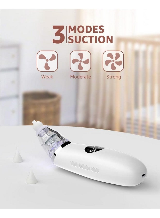 GROWNSY GROWNSY Nasal Aspirator for Baby | Baby Nose Sucker | Electric Nose Suction for Toddler, Ergonomic Booger Sucker with 3 Silicone Tips, Music & Light Soothing Function(White)  - Image 2