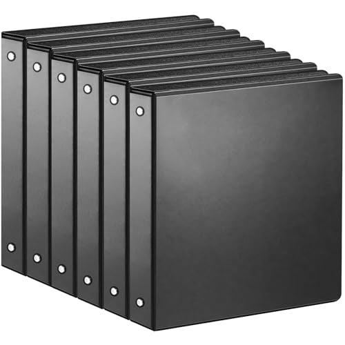SUIN 1inch 3 Ring Binder with 2 Interior Pockets 1Durable Binders Holds US Letter Size 85 x 11 Paper Versatile Binders for Office Home and School Use 6 Pack Black - Image 1