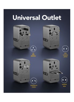 Remson Remson Omni Plug 45W GaN Travel Adapter Power Delivery with Built-in Retractable USB-C Cable for Rapid Charging / 2 USB-C Ports/ 2 USB-A Ports and 1 AC Socket  - Image 2