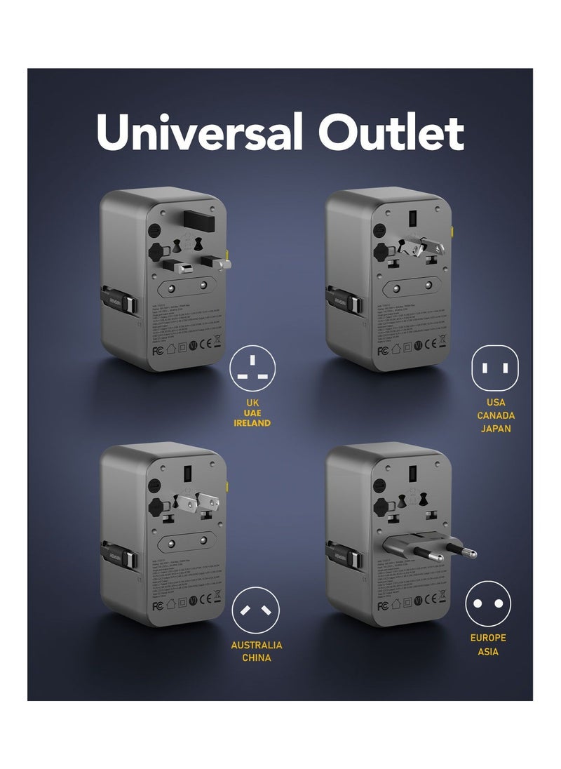 Remson Remson Omni Plug 45W GaN Travel Adapter Power Delivery with Built-in Retractable USB-C Cable for Rapid Charging / 2 USB-C Ports/ 2 USB-A Ports and 1 AC Socket  - Image 2